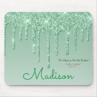 Green Glitter Inspirational Girly Mouse Pad