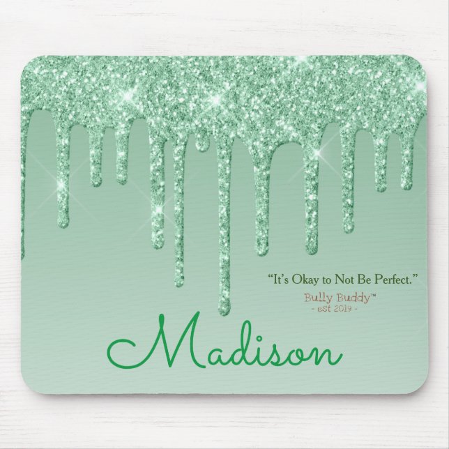 Green Glitter Inspirational Girly Mouse Pad (Front)