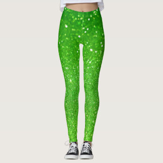 Green glitter leggings