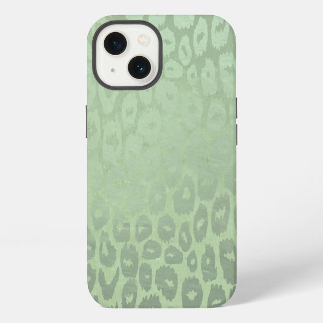 Green Glitter Leopard Texture  iPhone Case (Back)