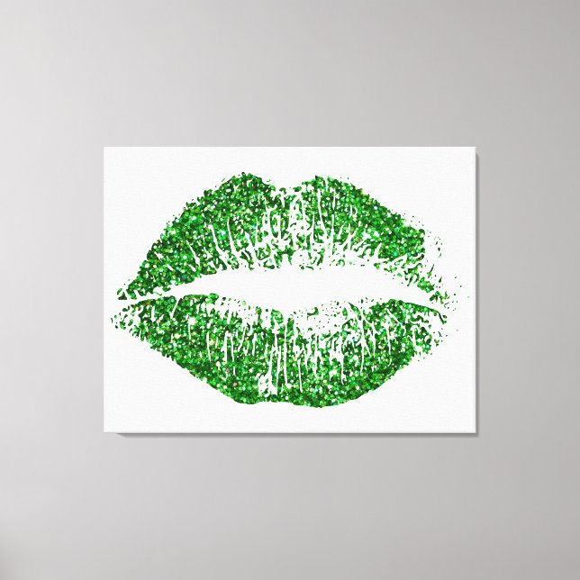Green Glitter Lips #2 Canvas Print (Front)