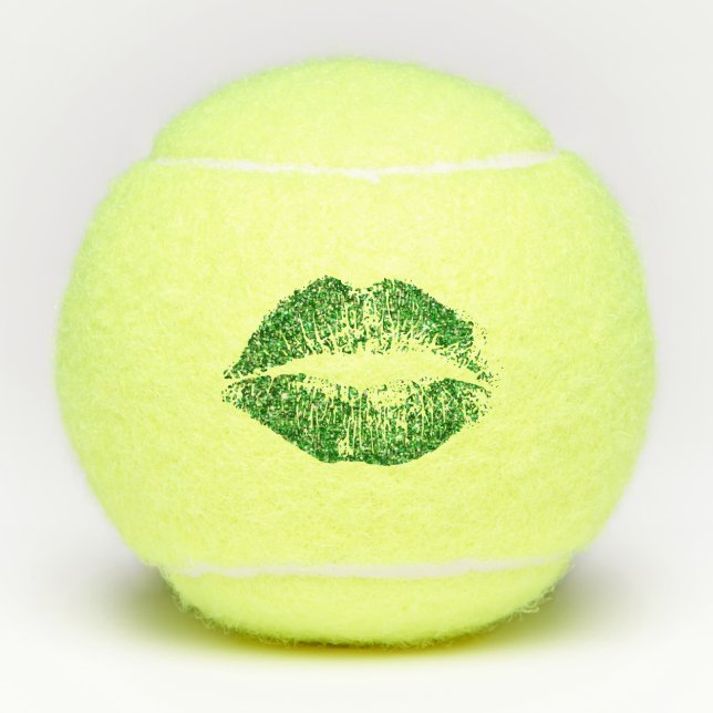 Green Glitter Lips Tennis Balls (Front)