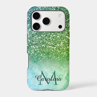 Green Glitter, Marble, Personalized