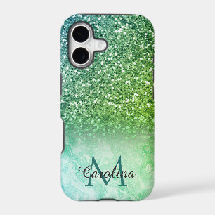 Green Glitter, Marble, Personalized