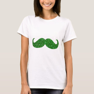 Green Glitter Moustache T-Shirt