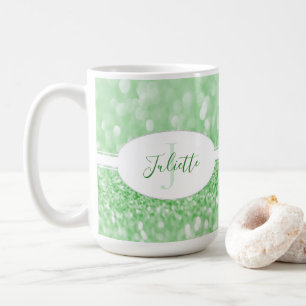 Green Glitter Personalize Coffee Mug