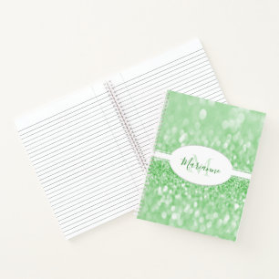 Green Glitter Personalize Notebook