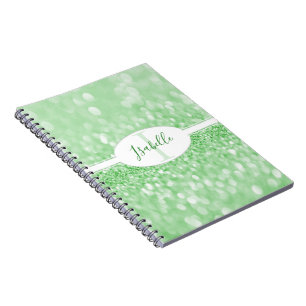 Green Glitter Personalize Notebook
