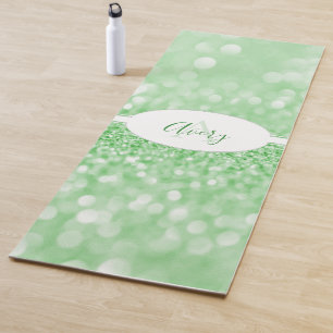 Green Glitter Personalize Yoga Mat