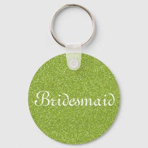 Green Glitter Personalized Bridesmaid Keychain
