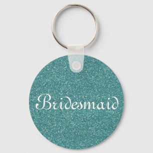 Green Glitter Personalized Bridesmaid Keychain