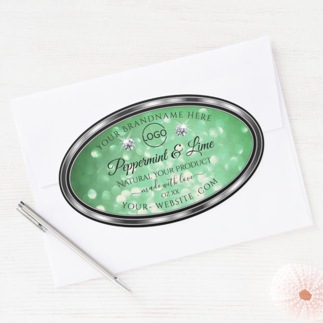 Green Glitter Product Labels Sparkle Diamonds Logo (Envelope)