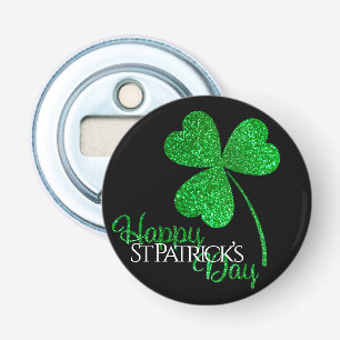 Green Glitter Shamrock Happy St Patrick’s Day T-S Bottle Opener