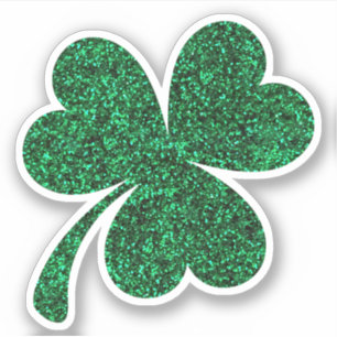 Green glitter shamrock three leaf clover