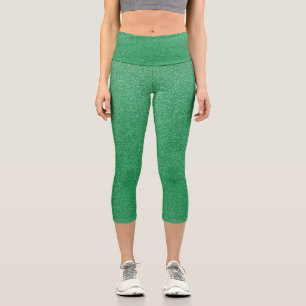 Green Glitter, Sparkle, Glitter Background Capri Leggings