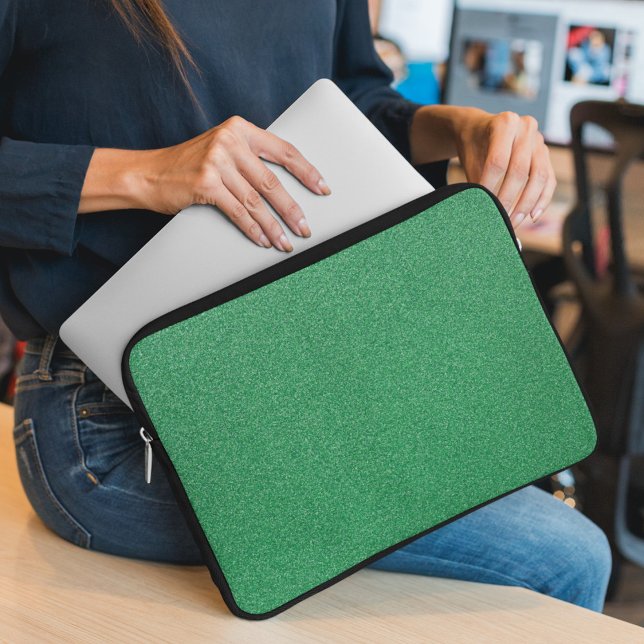 Green Glitter, Sparkle, Glitter Background Laptop Sleeve (Creator Uploaded)