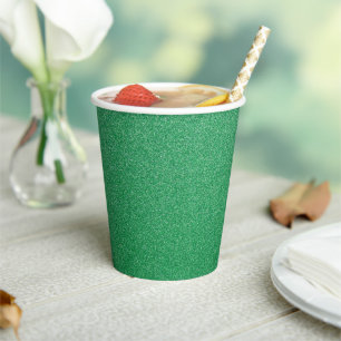 Green Glitter, Sparkle, Glitter Background Paper Cups