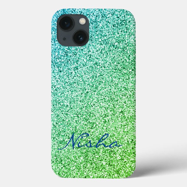 Green Glitter Sparkle Monogram Case-Mate iPhone Case (Back)