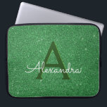 Green Glitter & Sparkle Monogram Irish Laptop Sleeve<br><div class="desc">Green Faux Glitter and Sparkle Elegant Birthday or St. Patrick's Day Laptop Case. Thia Irish Green Laptop case can be customized to include your initial and first name.</div>