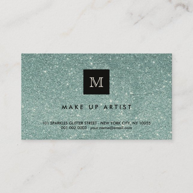 Green Glitter Sparkles Modern Chic Profile Card (Front)