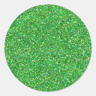 Green glitter texture classic round sticker