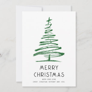 Green Glitter Tree 2027 Calendar Merry Christmas Holiday Card