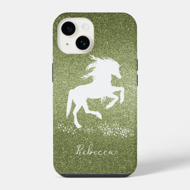 Green Glitter Unicorn Case-Mate iPhone Case (Back)