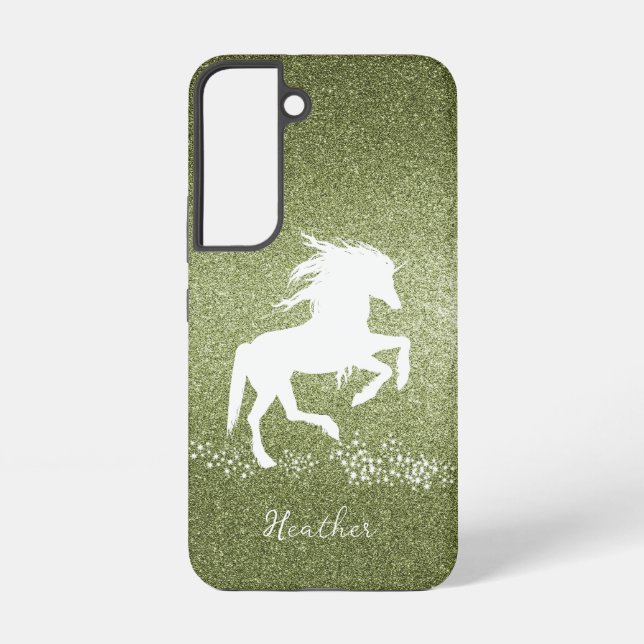 Green Glitter Unicorn Samsung Galaxy Case (Back)
