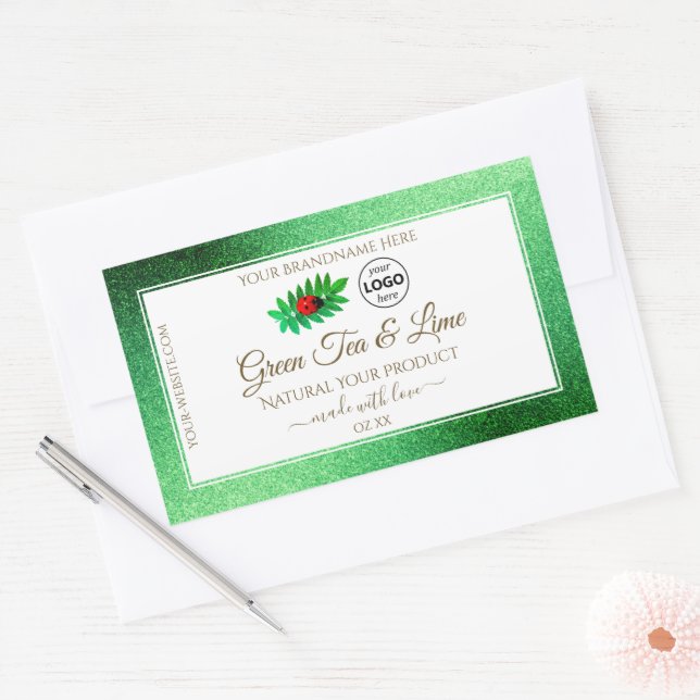 Green Glitter White Product Labels Ladybug Logo (Envelope)