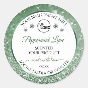 Green Glitter White Product Labels Logo Diamonds 