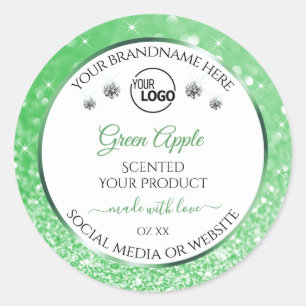 Green Glitter White Product Labels Logo Diamonds