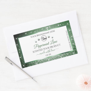 Green Glitter White Product Labels Logo Diamonds