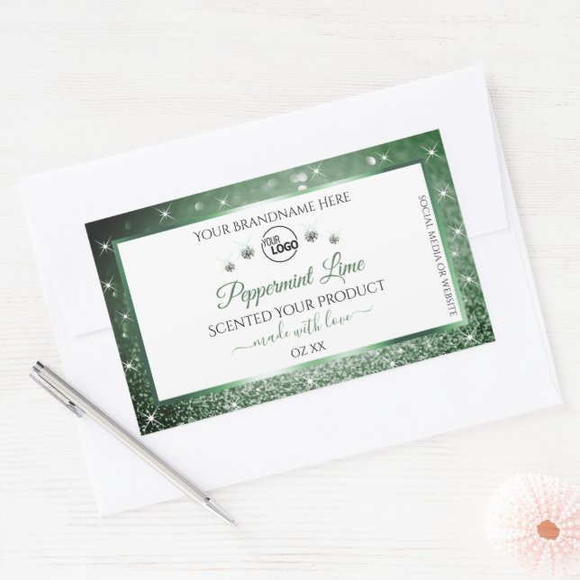 Green Glitter White Product Labels Logo Diamonds  (Envelope)