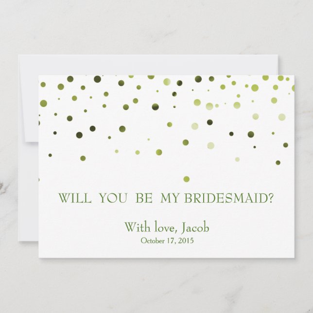 Green Glitter Will You Be My Bridesmaid Invitation (Front)