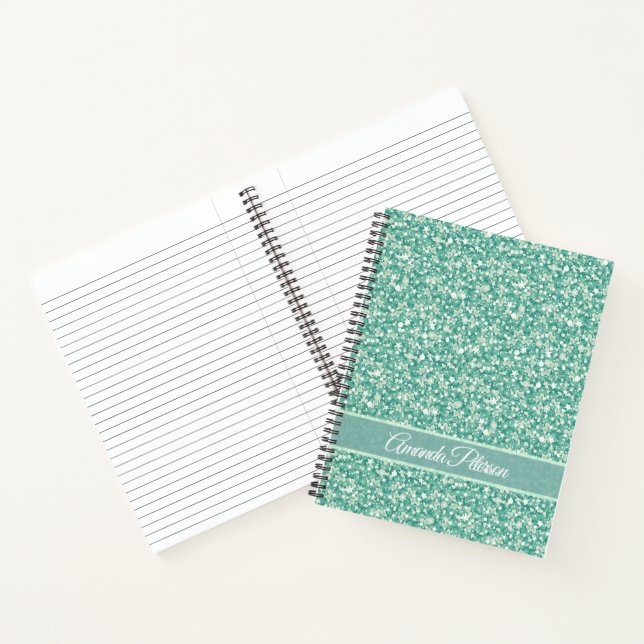 Green Glitter With White Sparks Notebook (Inside)