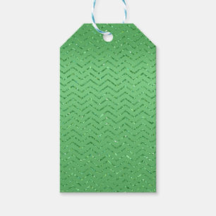Green Glittery Zig-Zag Gift Tag