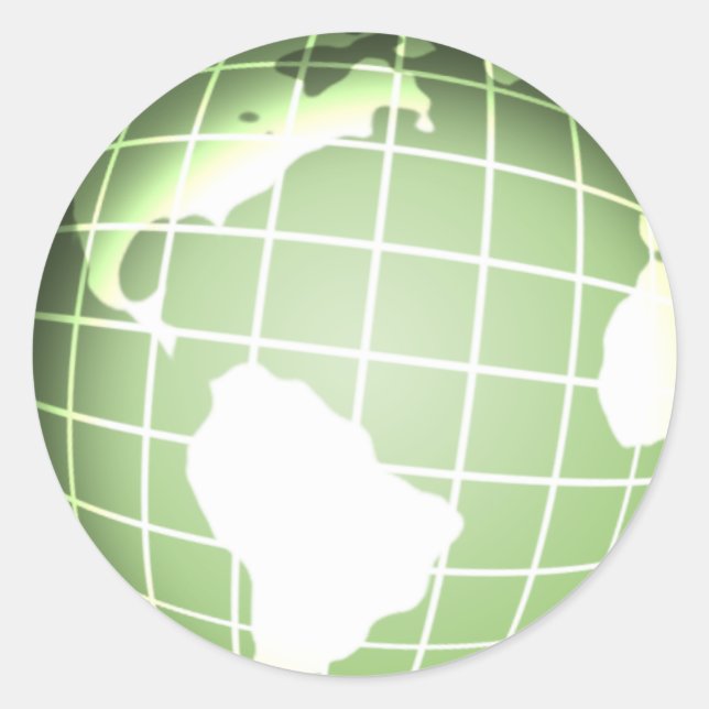 Green Globe Classic Round Sticker (Front)