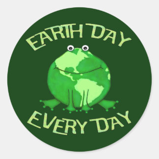Green Globe Frog Environment Recycle Sticker