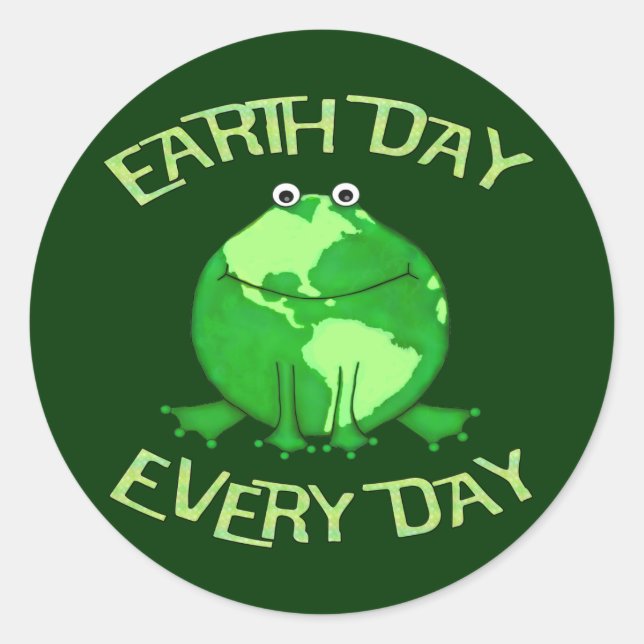 Green Globe Frog Environment  Recycle Sticker (Front)