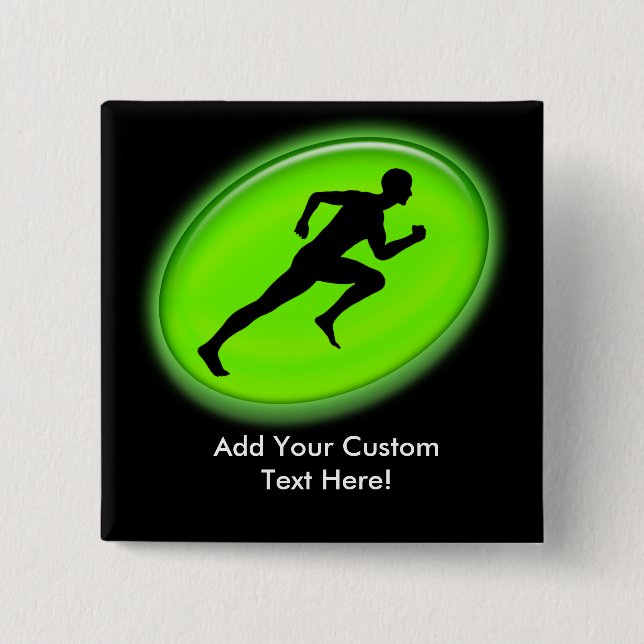 Green Glow Fitness Logo 2 Inch Square Button (Front)