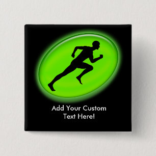 Green Glow Fitness Logo 2 Inch Square Button