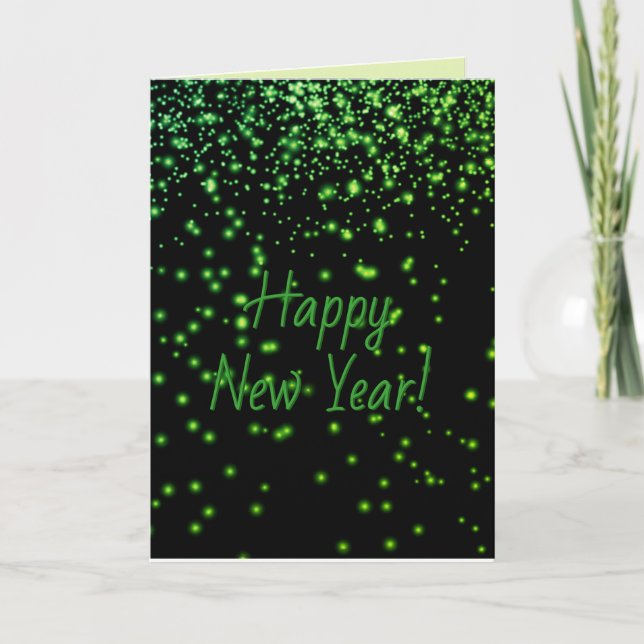 Green Glow HAPPY NOUVELLE ANNÉE Carte personnalisé (Devant)