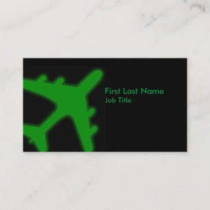 Green glowing airplane custom business cards