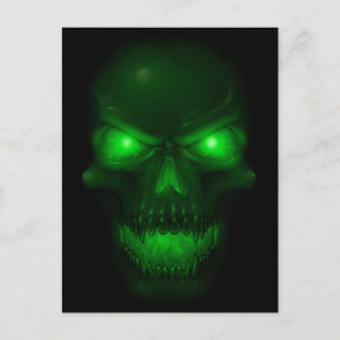 Green Glowing Skull Postcard