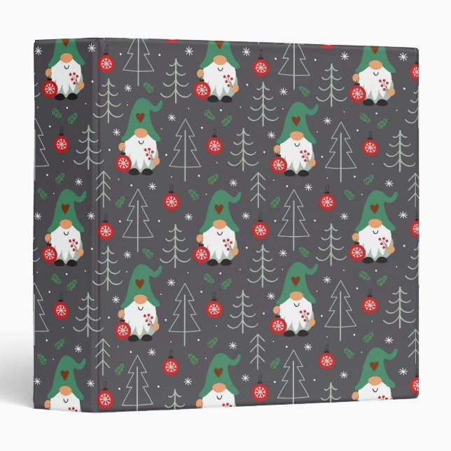 Green Gnome Christmas Tree Ornaments Pattern Binder (Front/Spine)