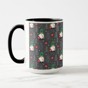 Green Gnome Christmas Tree Ornaments Pattern Mug