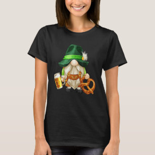 Green Gnome Holding Irish Beer And Shamrock St Pat T-Shirt
