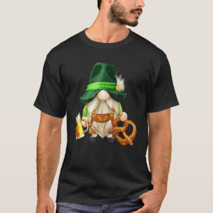 Green Gnome Holding Irish Beer And Shamrock St Pat T-Shirt