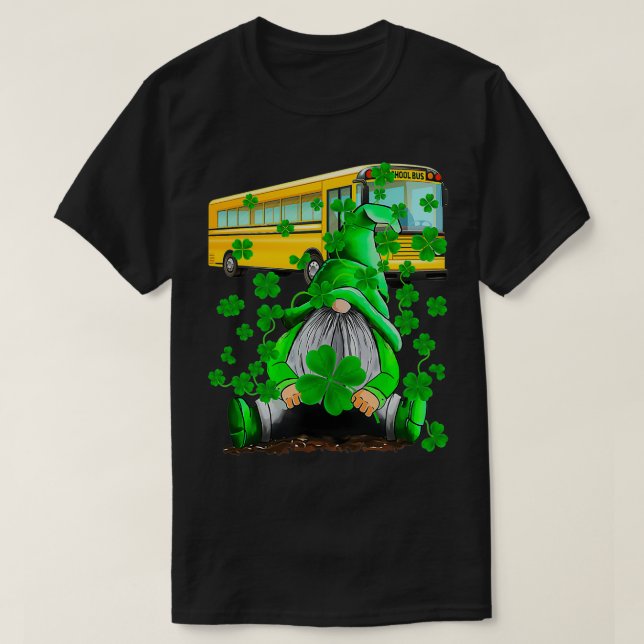 Green Gnomes Bus School Driver T-Shirt (Design Front)