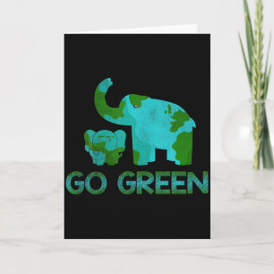 Green Go Elephant Nature Climate Protect Hour Day Card
